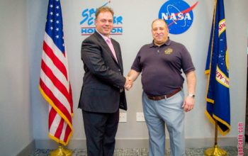 Ernesto Verdugo with Astronaut Carfano in NASA